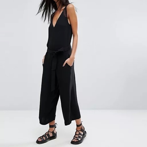 AllSaints black Cate wide leg jumpsuit size small 100% Rayon - Picture 1 of 15